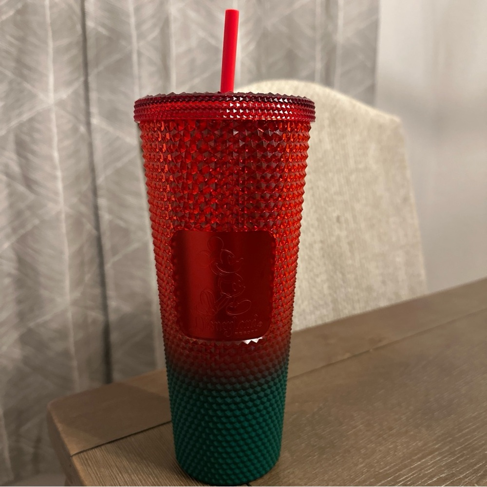 Starbucks Disneyland Resort Tumbler‎ Mickey Mouse 24oz Green Red 2021 w/ Straw